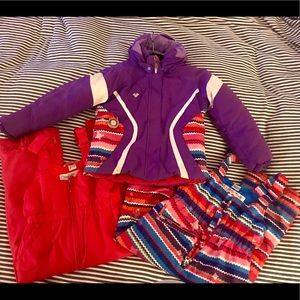 Girls Size5-6 Obermeyer Ski Jacket & 2 pr snowbibs